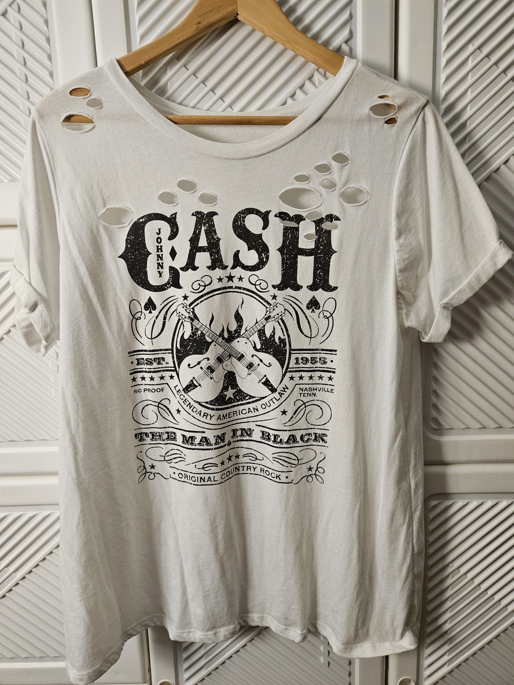 White Tee with Black Johnny Cash Graphic
